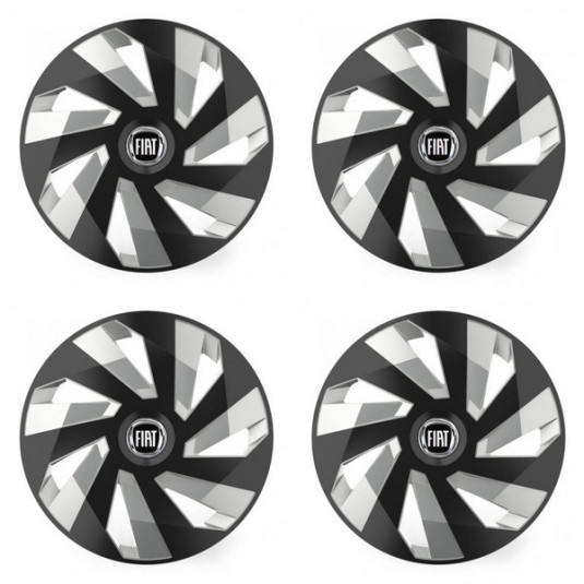 Poklice pro Fiat 15 palců černé s logem – Versaco Vector RC black and silver