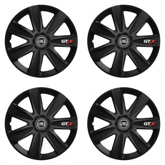 Poklice pro Fiat 15 palců černé 15 GTX CARBON black – s logem