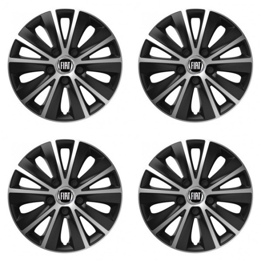 Poklice pro Fiat 15 palců černé RAPIDE – s logem