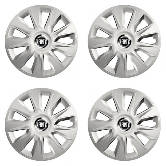Poklice pro Fiat 15 palců černé s logem – sada 4 ks | Versaco