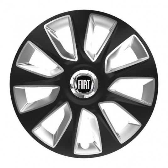 Poklice pro Fiat 16 palců černé s logem – Sada 4 kusů Versaco - Obrázek 2
