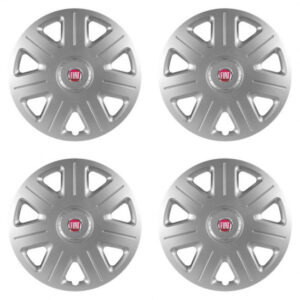 Červené poklice pro Fiat 14 palců s logem – sada 4 ks od Versaco