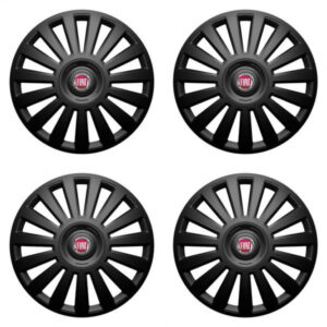 Červené poklice pro Fiat 14 palců s logem – Versaco Luxury black