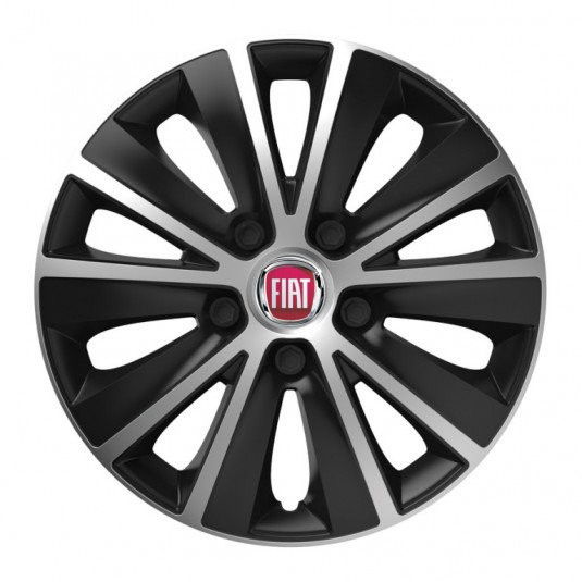 Poklice 14 palců pro Fiat červené s logem – Versaco Rapide silver and black - Obrázek 2