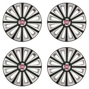 Červené poklice pro Fiat 14 palců s logem – Versaco RC double colour